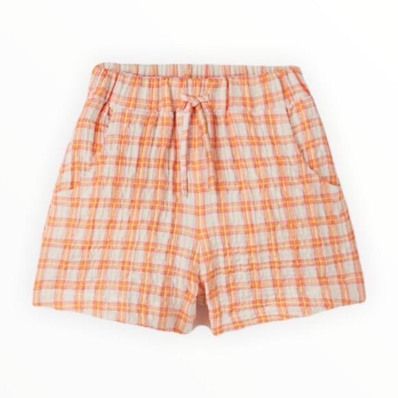 ZARA Kids | Orange | TEXTURED CHECK BERMUDA SHORTS - Picture 2 of 7